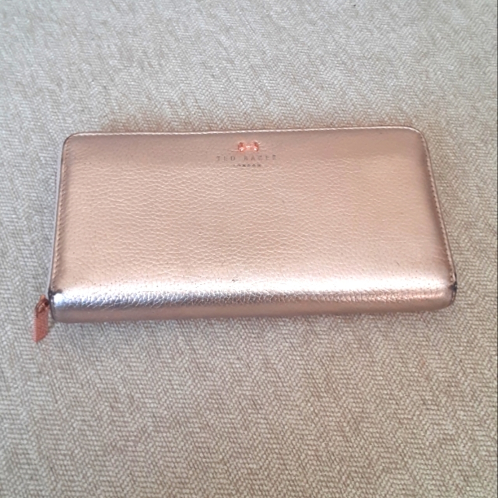 Ted Baker London gold tone leather zip wallet